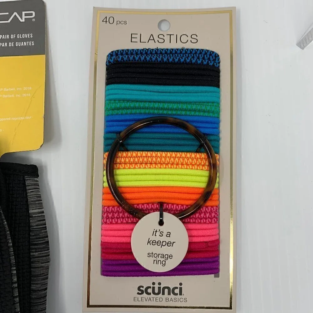 Weightlifting Workout Gloves + 40 Colorful Hairbands NWT Athleisure Gift Set